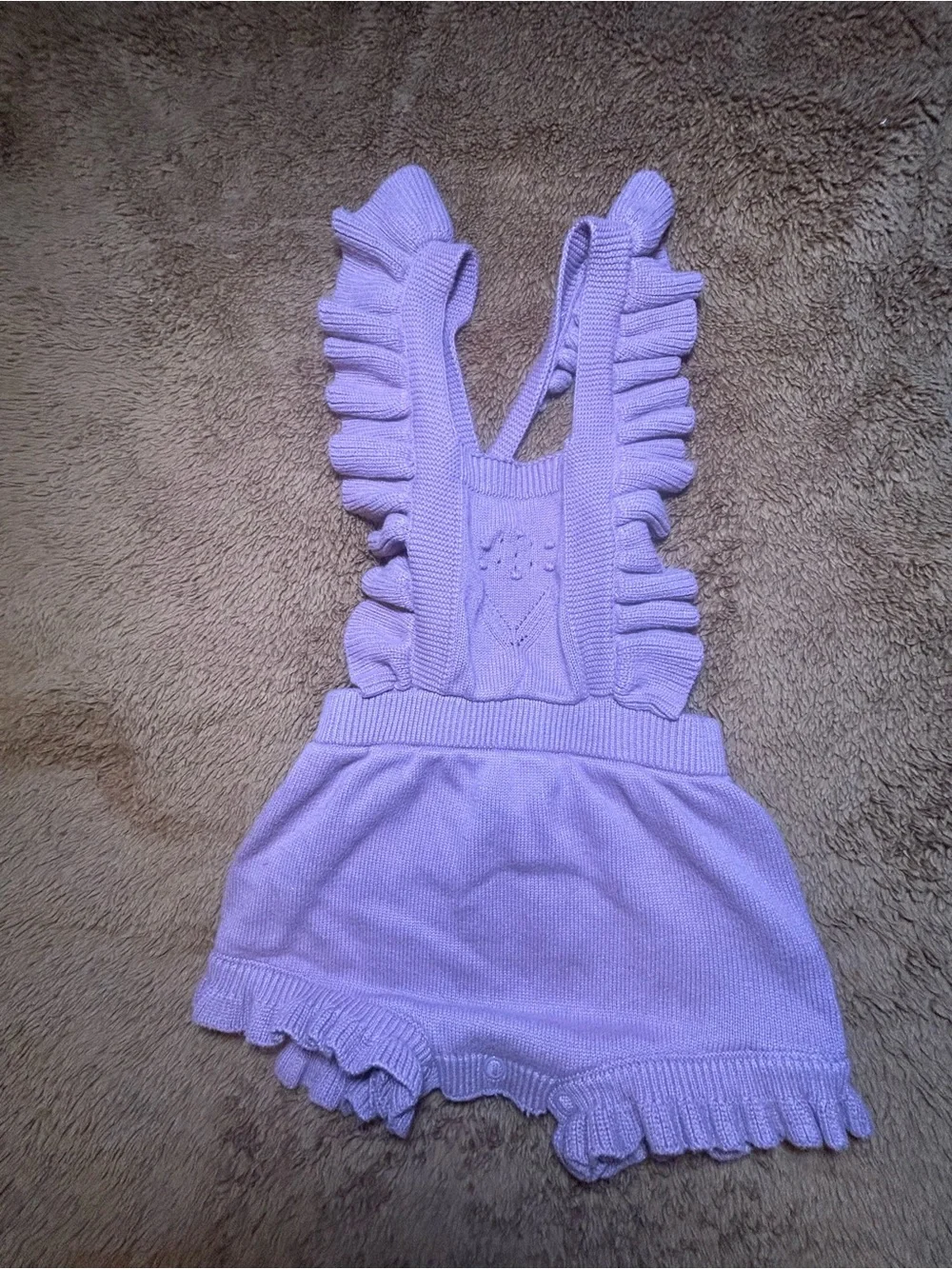 Lilac Knit Ruffle Romper Shorts